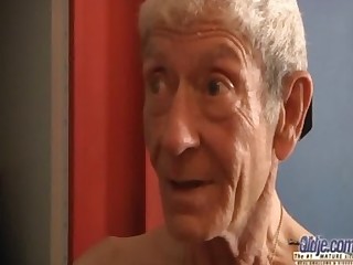 Young girl is so kinky that fucks an old fart in a locker room